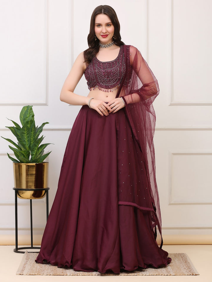 Wine Lehenga