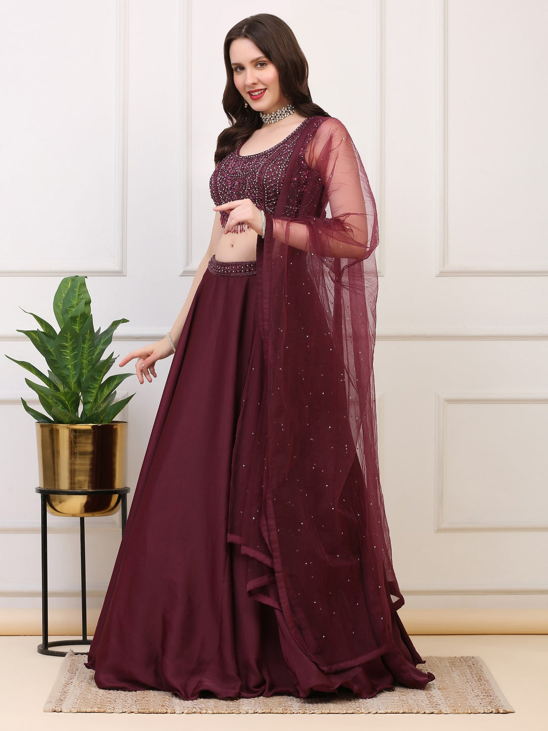 Wine Lehenga