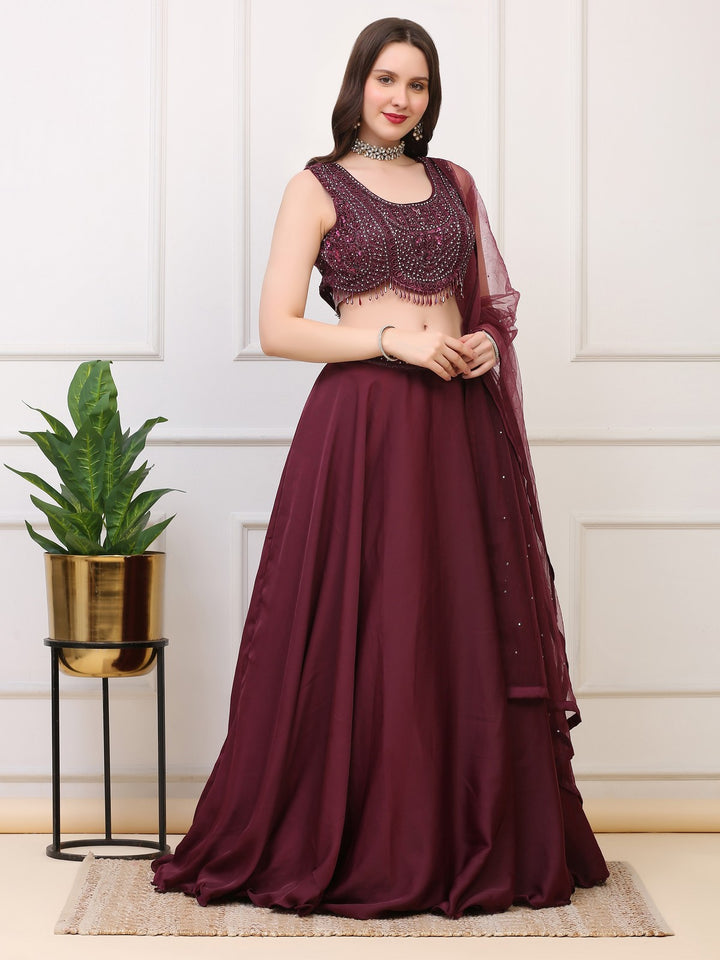 Wine Lehenga