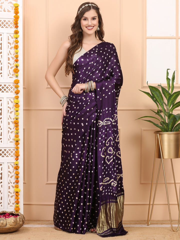 Purple Bandhani Saree