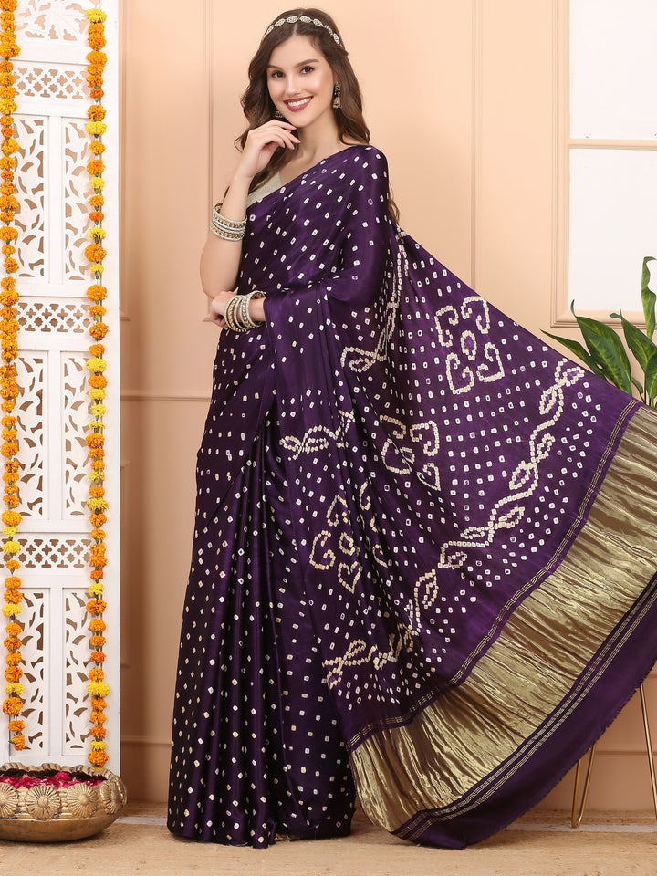 Purple Bandhani Saree