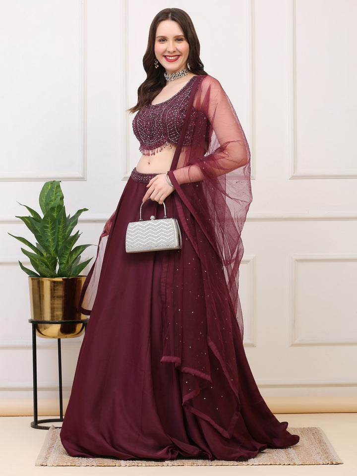 Wine Lehenga