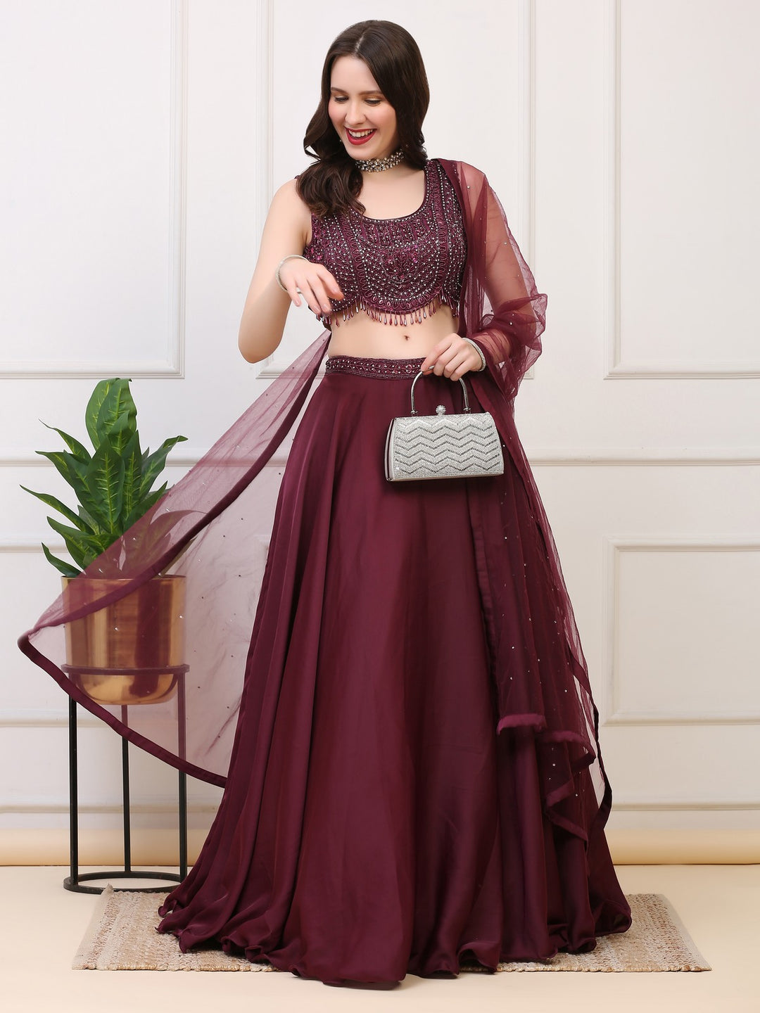 Wine Lehenga