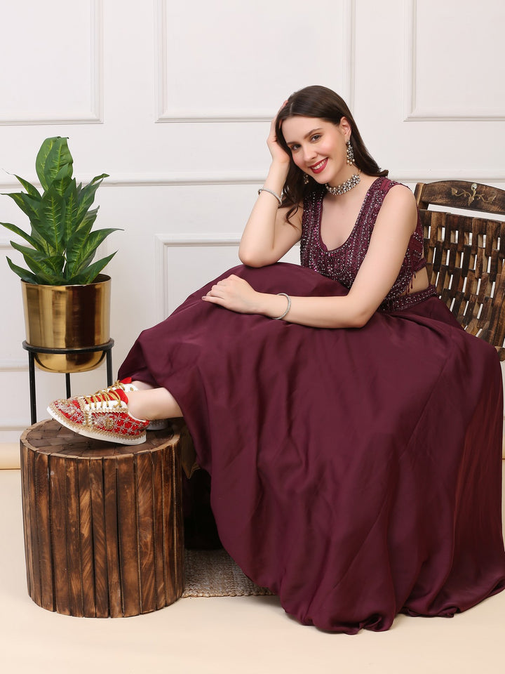 Wine Lehenga