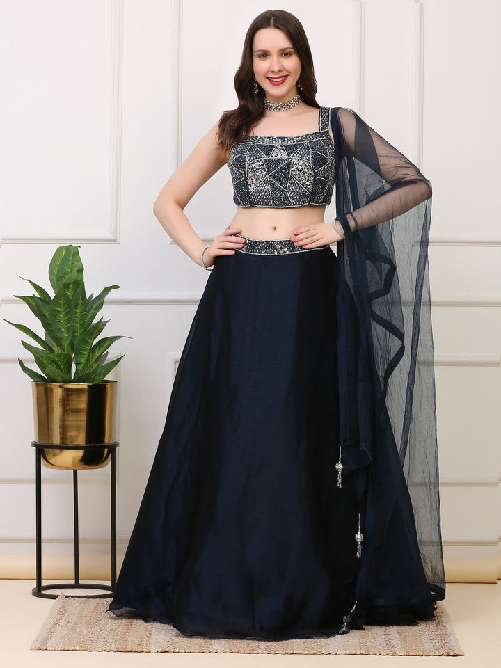 Deep Teal Blue Lehenga Skirt