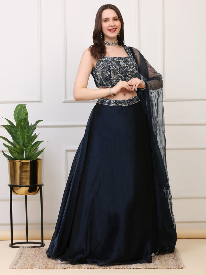 Deep Teal Blue Lehenga Skirt