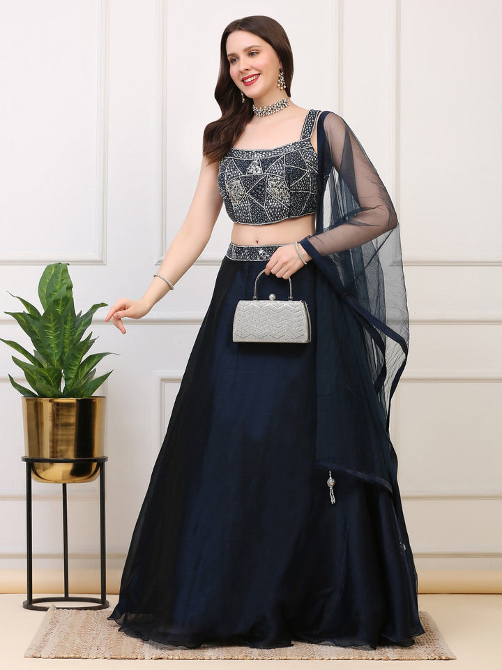 Deep Teal Blue Lehenga Skirt