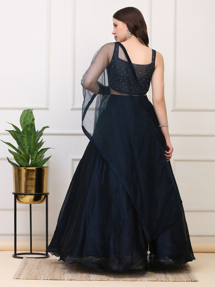 Deep Teal Blue Lehenga Skirt