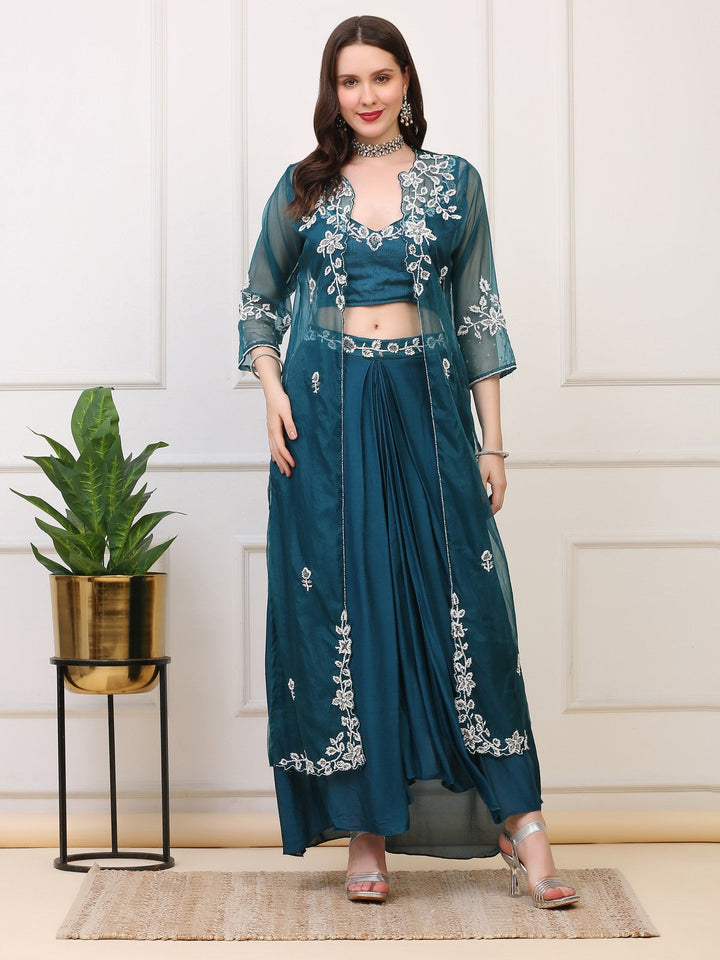 Teal Crop Palazzo