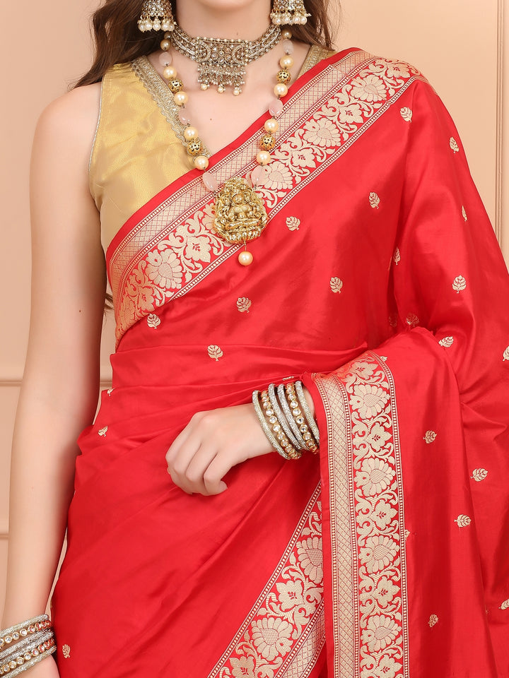 Royal Red Katan Silk Saree