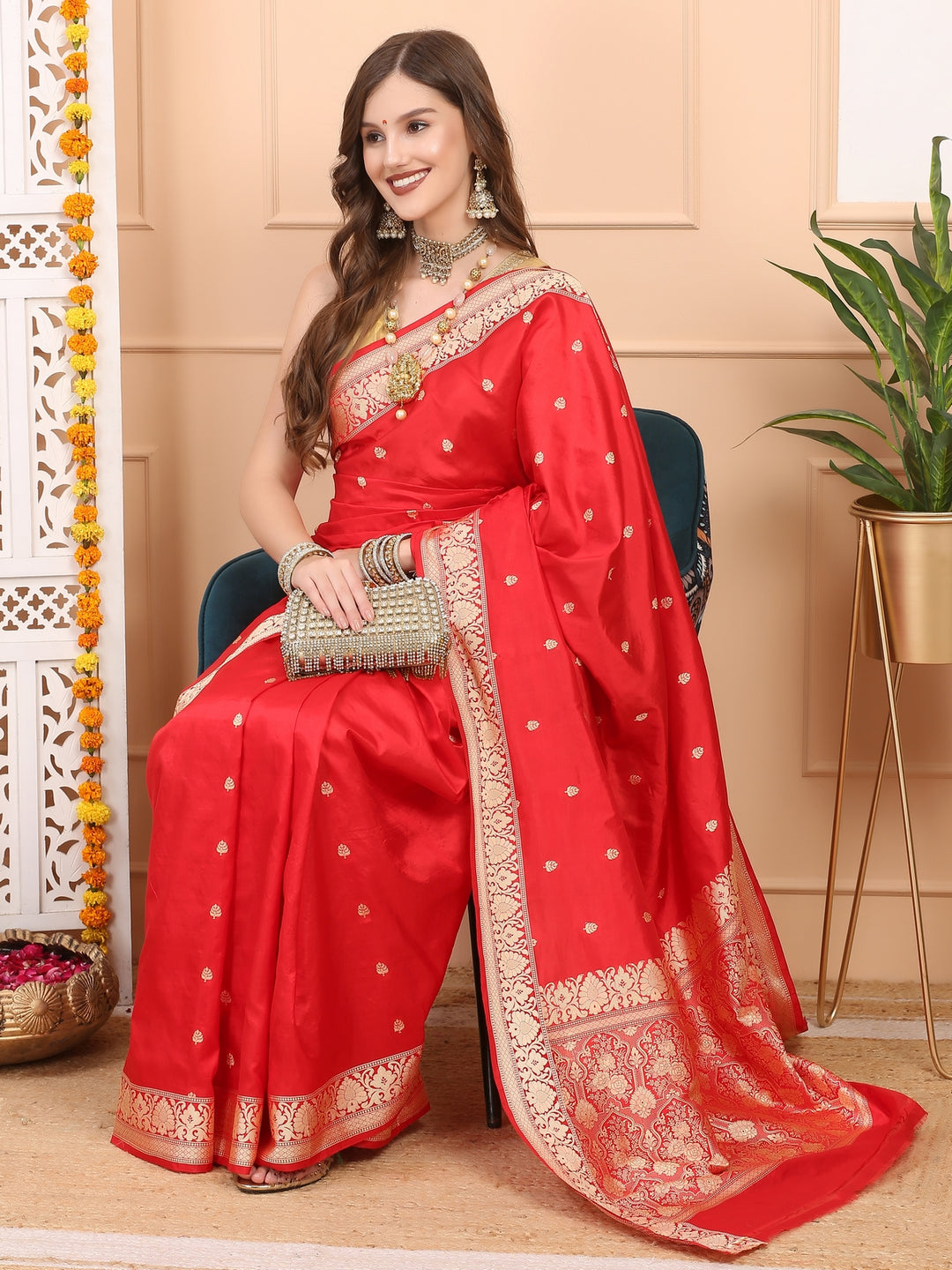 Royal Red Katan Silk Saree
