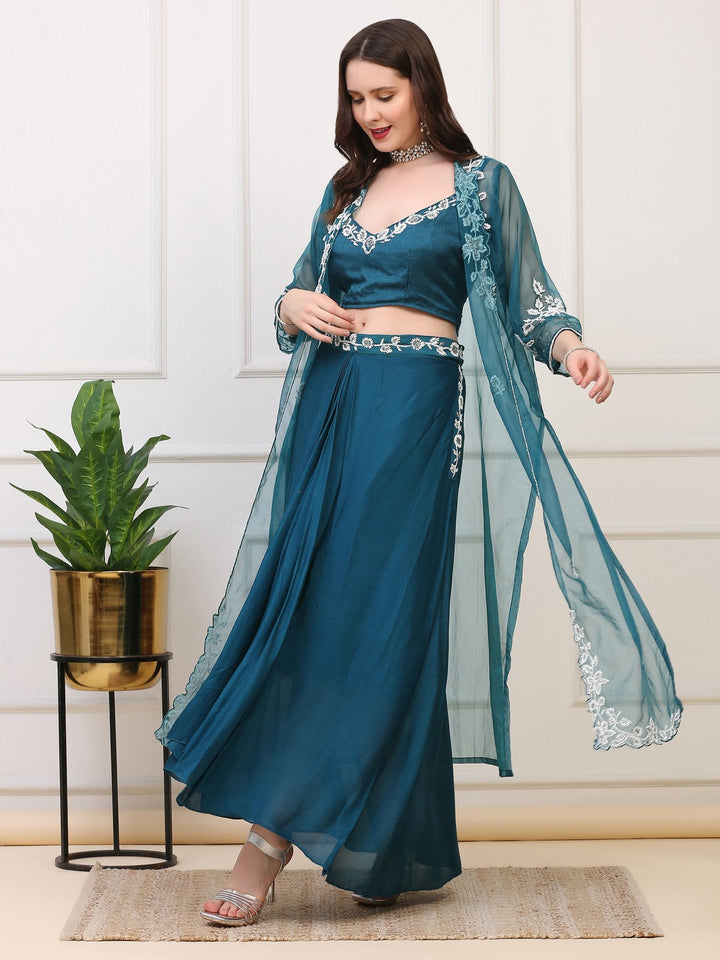Teal Crop Palazzo