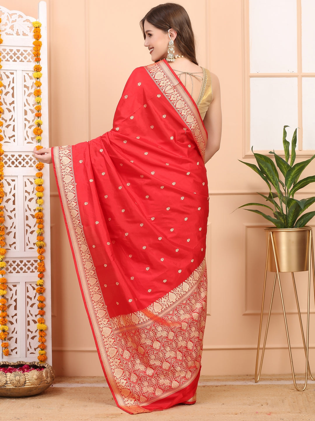 Royal Red Katan Silk Saree