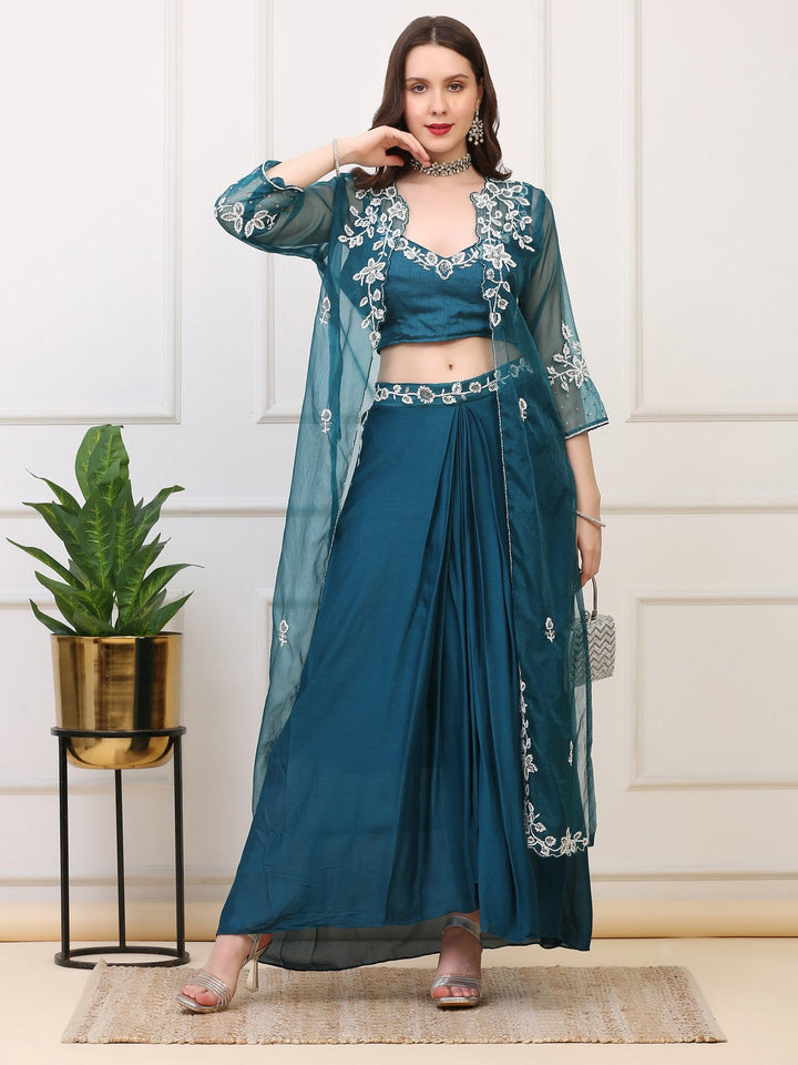 Teal Crop Palazzo
