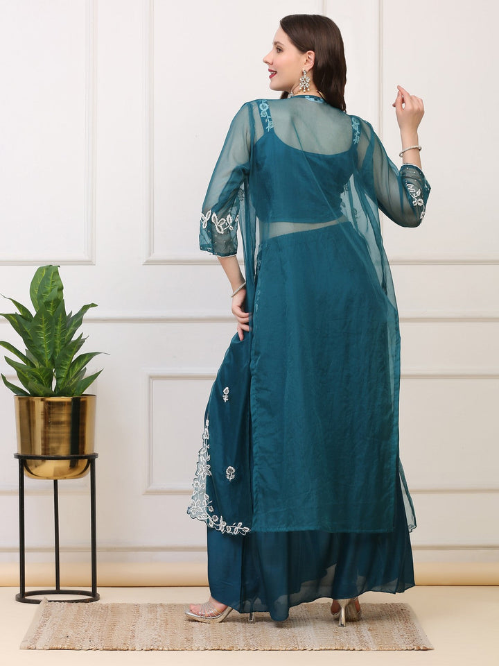 Teal Crop Palazzo