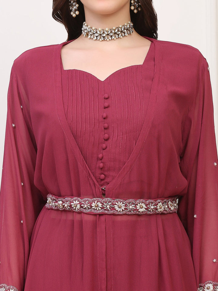 Burgundy Crepe Georgette Palazzo