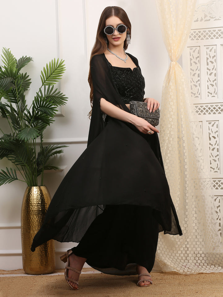 Black sequin Drape Skirt