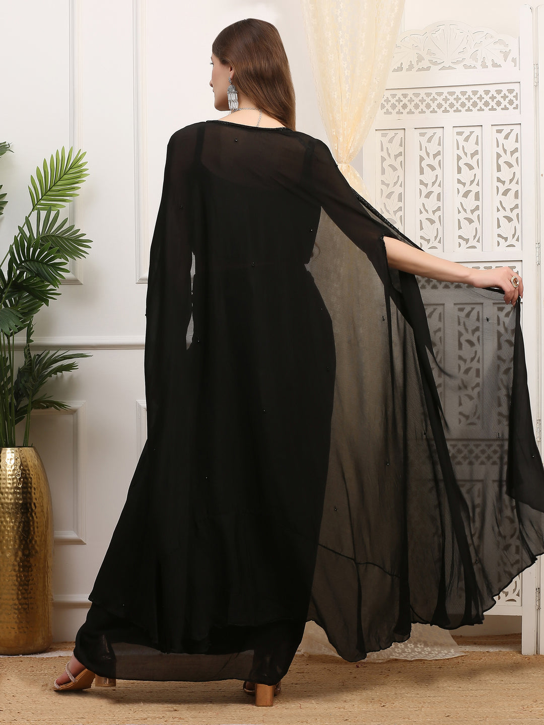 Black sequin Drape Skirt