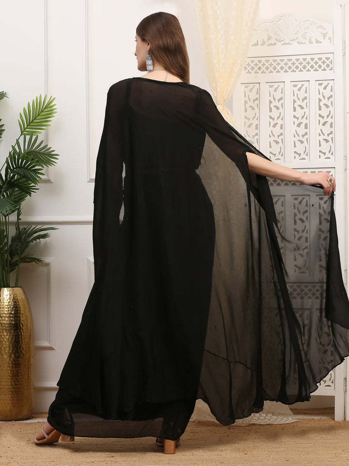 Black sequin Drape Skirt