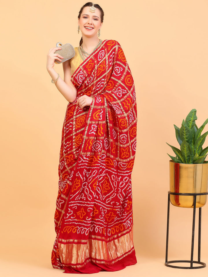 Red Gharchola Gajji Silk Saree
