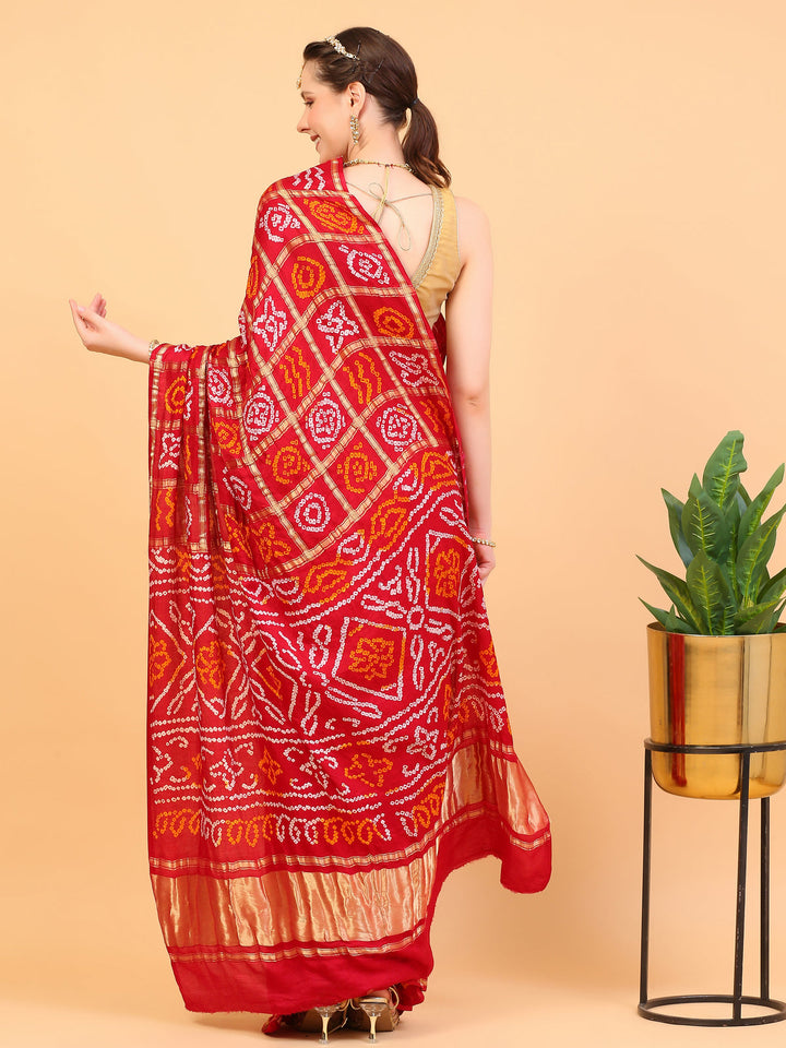 Red Gharchola Gajji Silk Saree