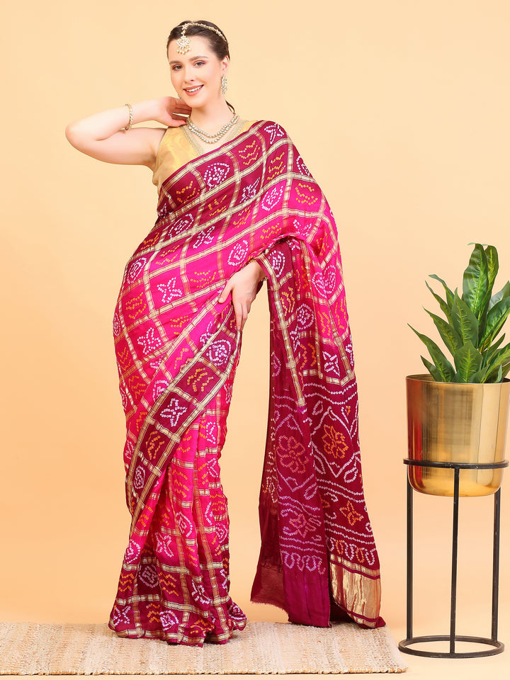 Magenta & Pink Gharchola Saree