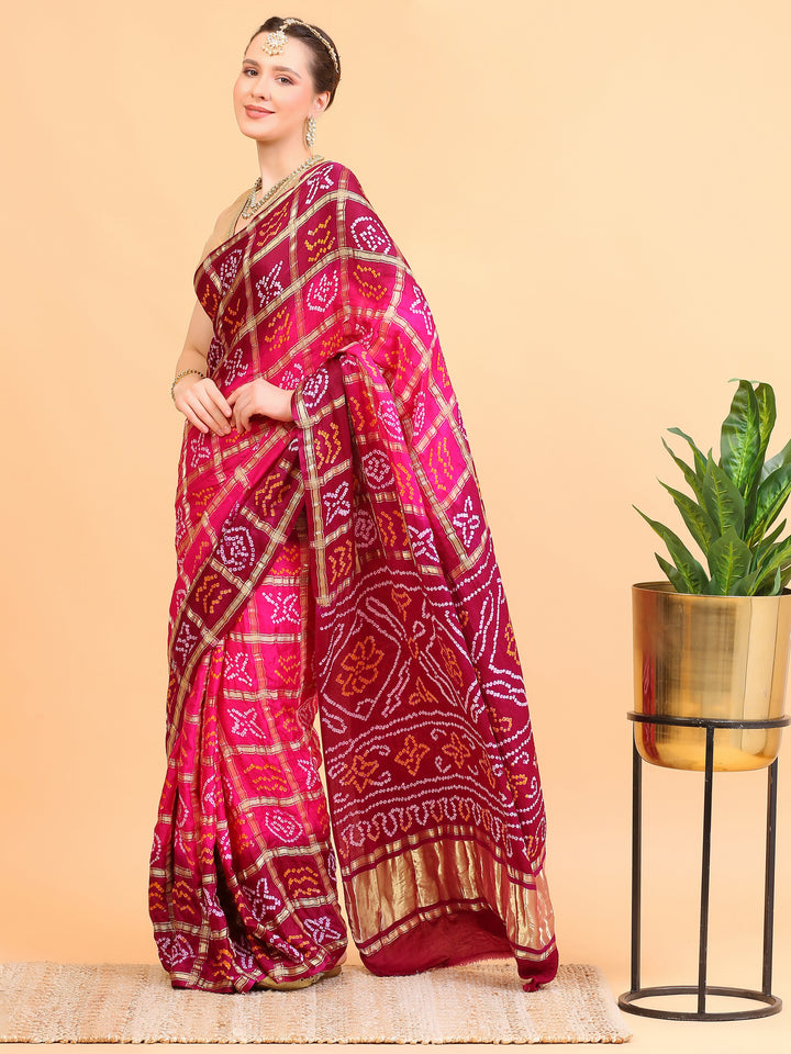 Magenta & Pink Gharchola Saree