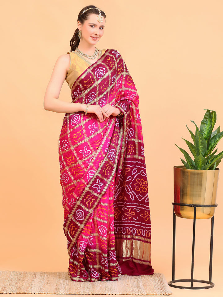 Magenta & Pink Gharchola Saree