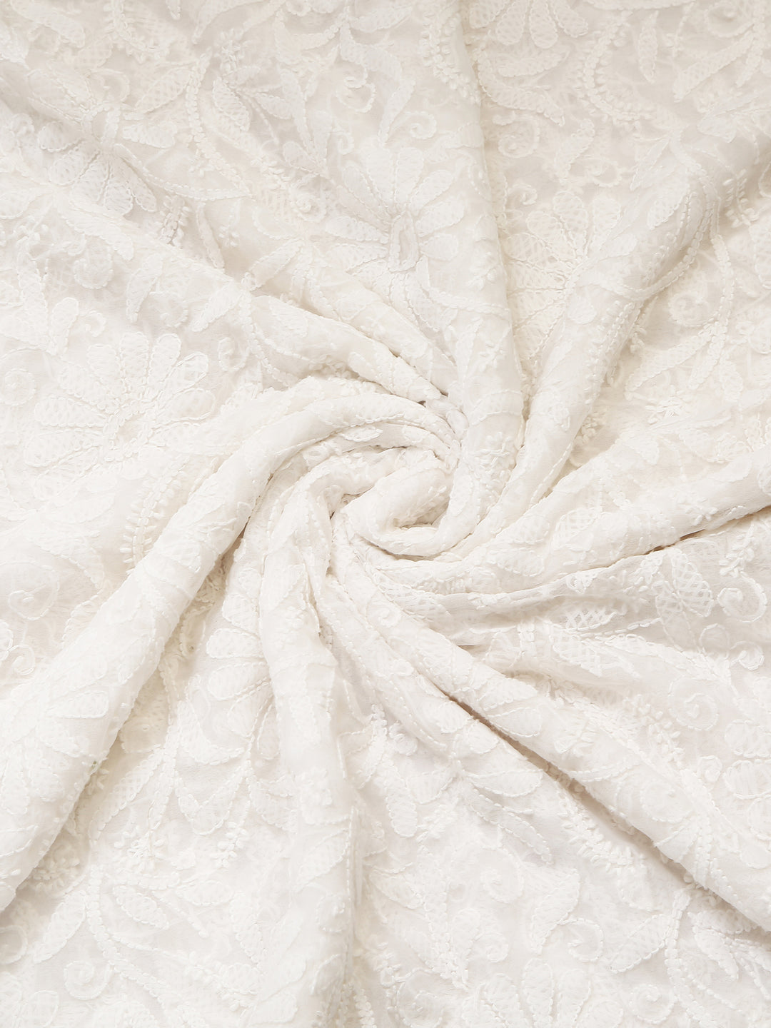 White Lucknowi Georgette Saree