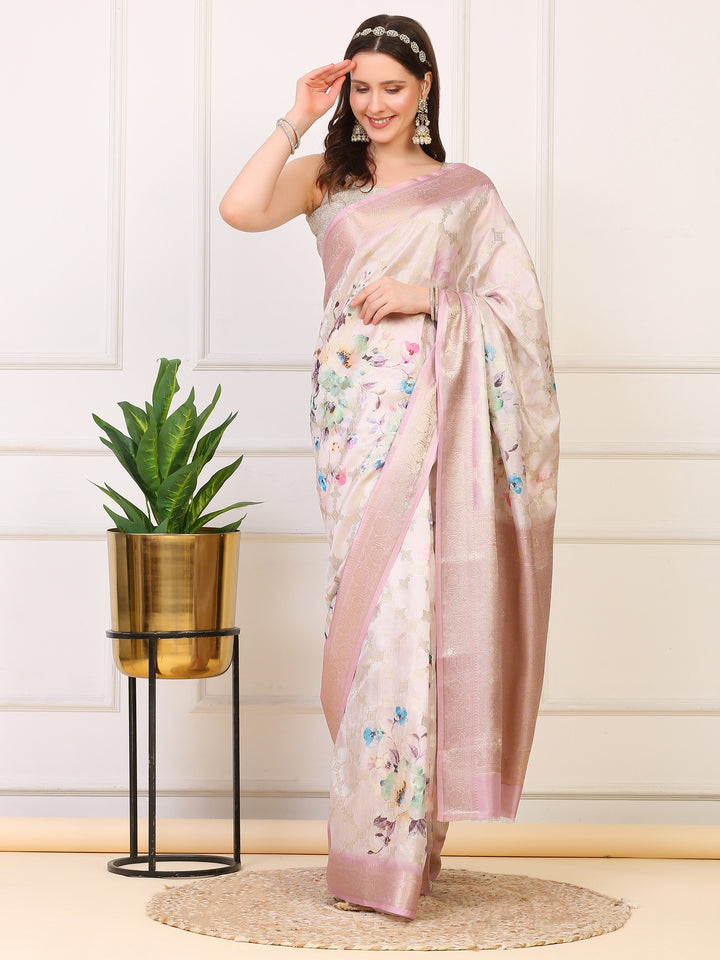 Mauve Organza Silk Saree