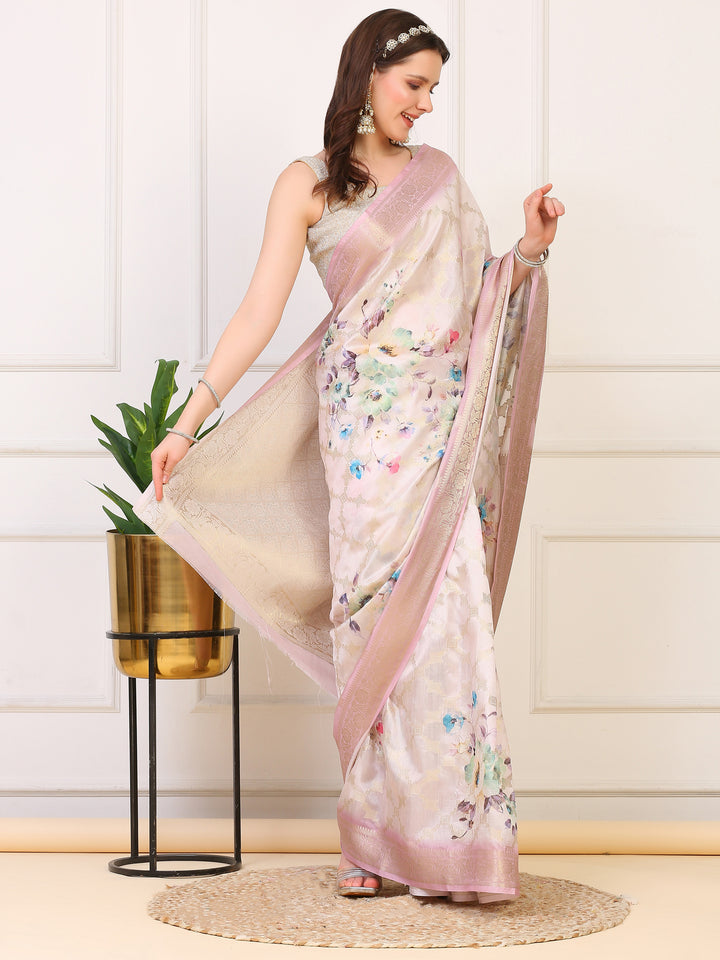 Mauve Organza Silk Saree