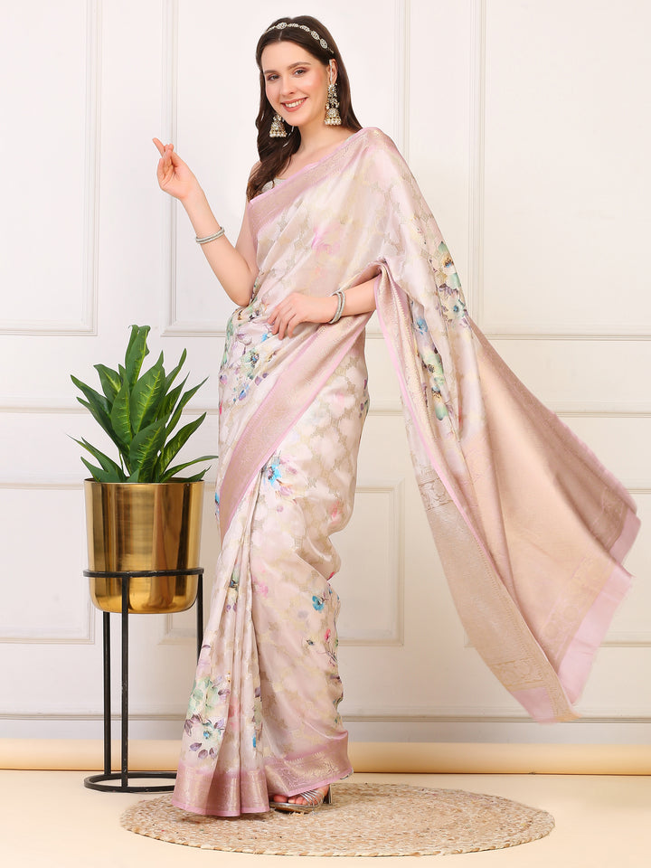 Mauve Organza Silk Saree