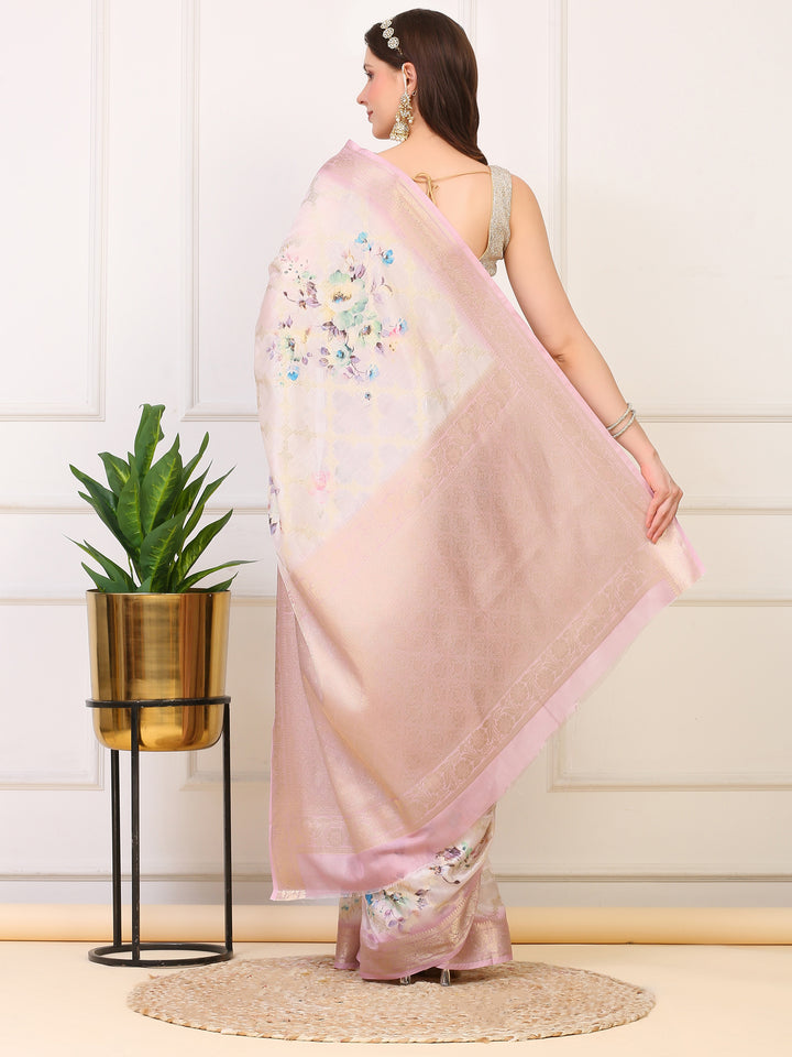 Mauve Organza Silk Saree