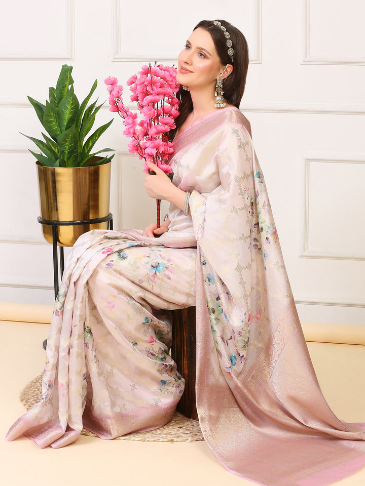 Mauve Organza Silk Saree