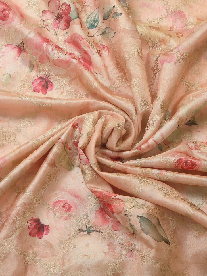 Peach Organza Silk Saree