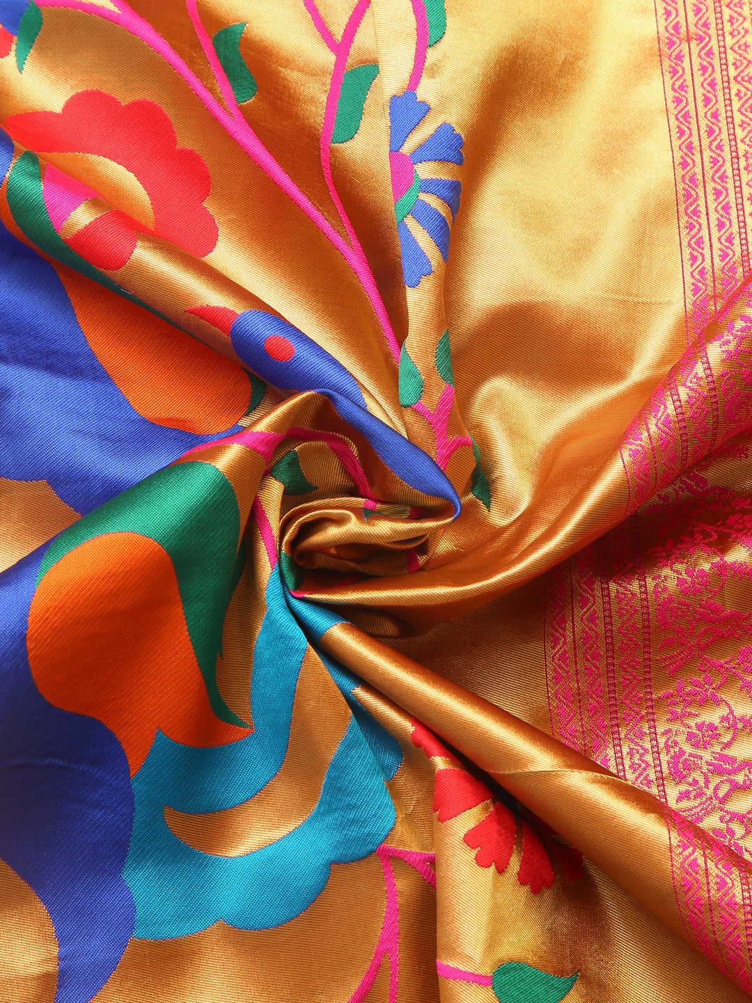 Navy blue and Pink Paithani Silk Saree