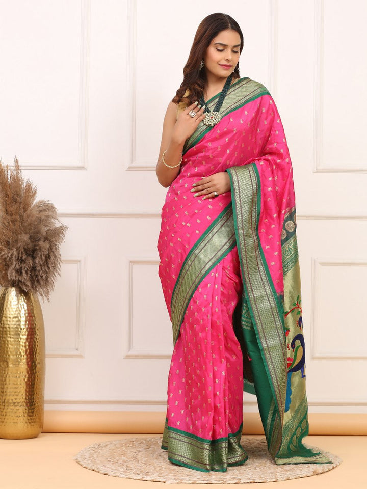 Pink Paithani Silk Saree