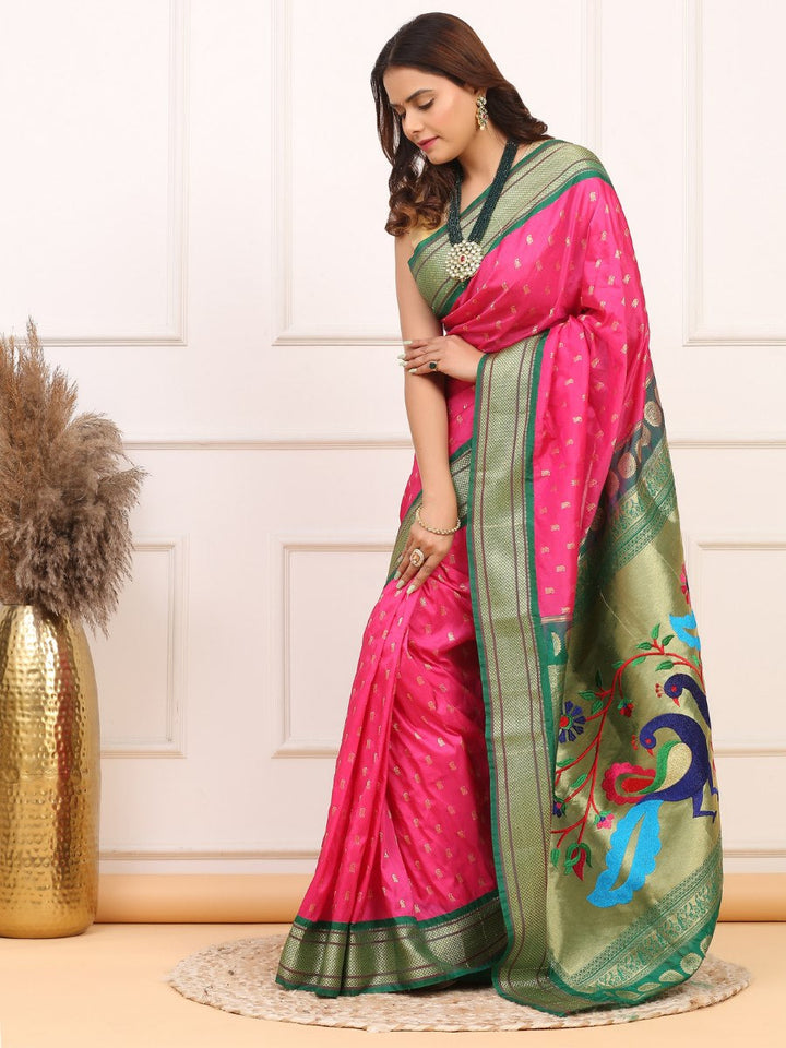 Pink Paithani Silk Saree