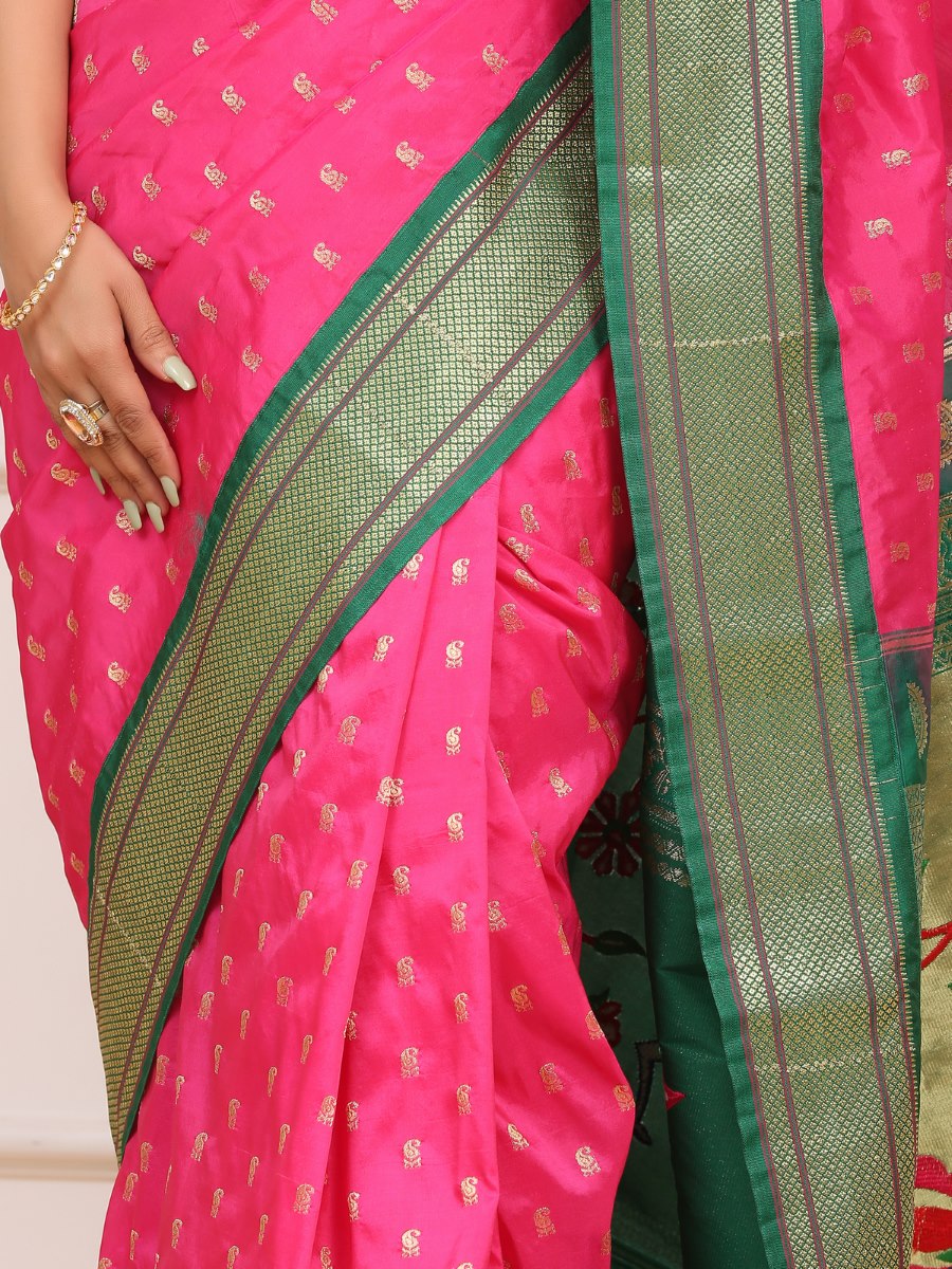 Pink Paithani Silk Saree