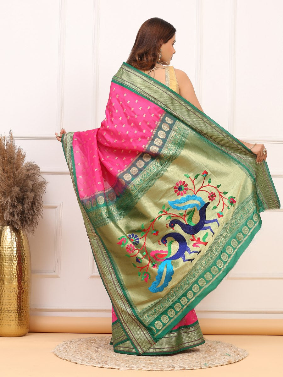 Pink Paithani Silk Saree