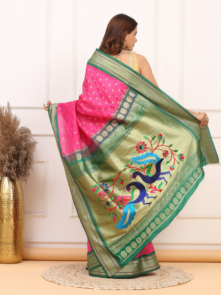 Pink Paithani Silk Saree