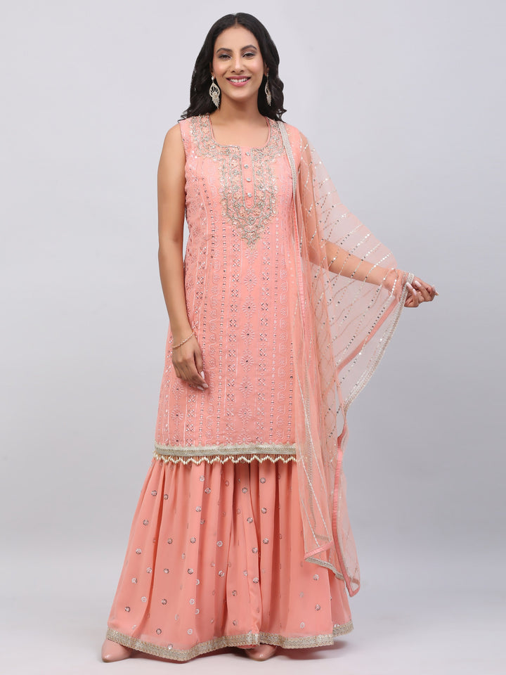 Peach Jacquard Suit