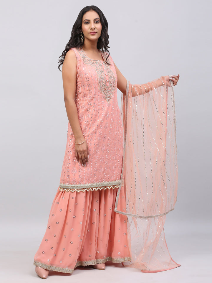 Peach Jacquard Suit