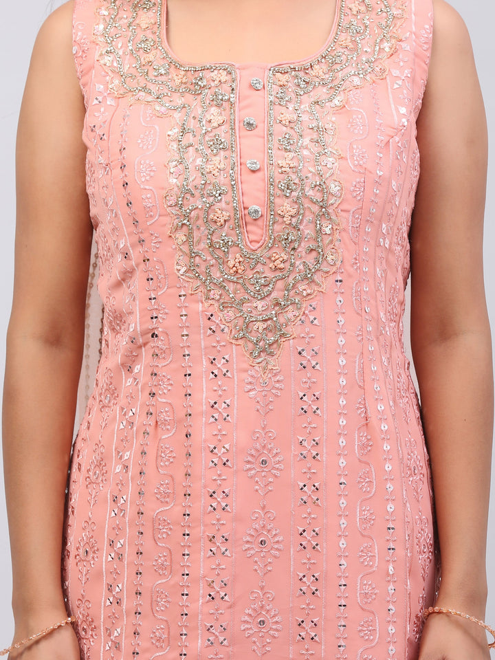 Peach Jacquard Suit