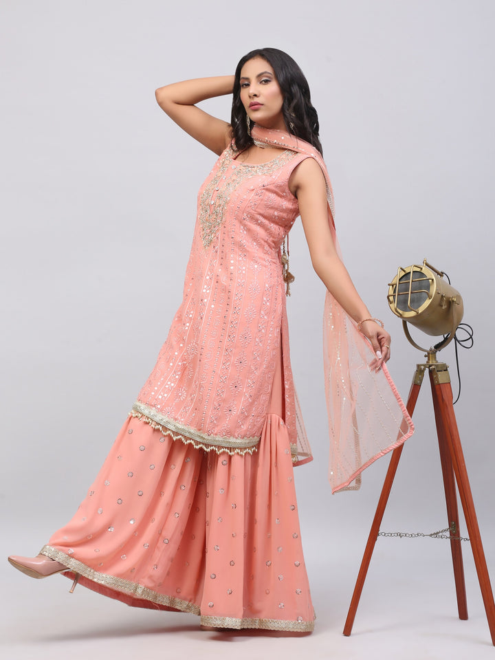 Peach Jacquard Suit