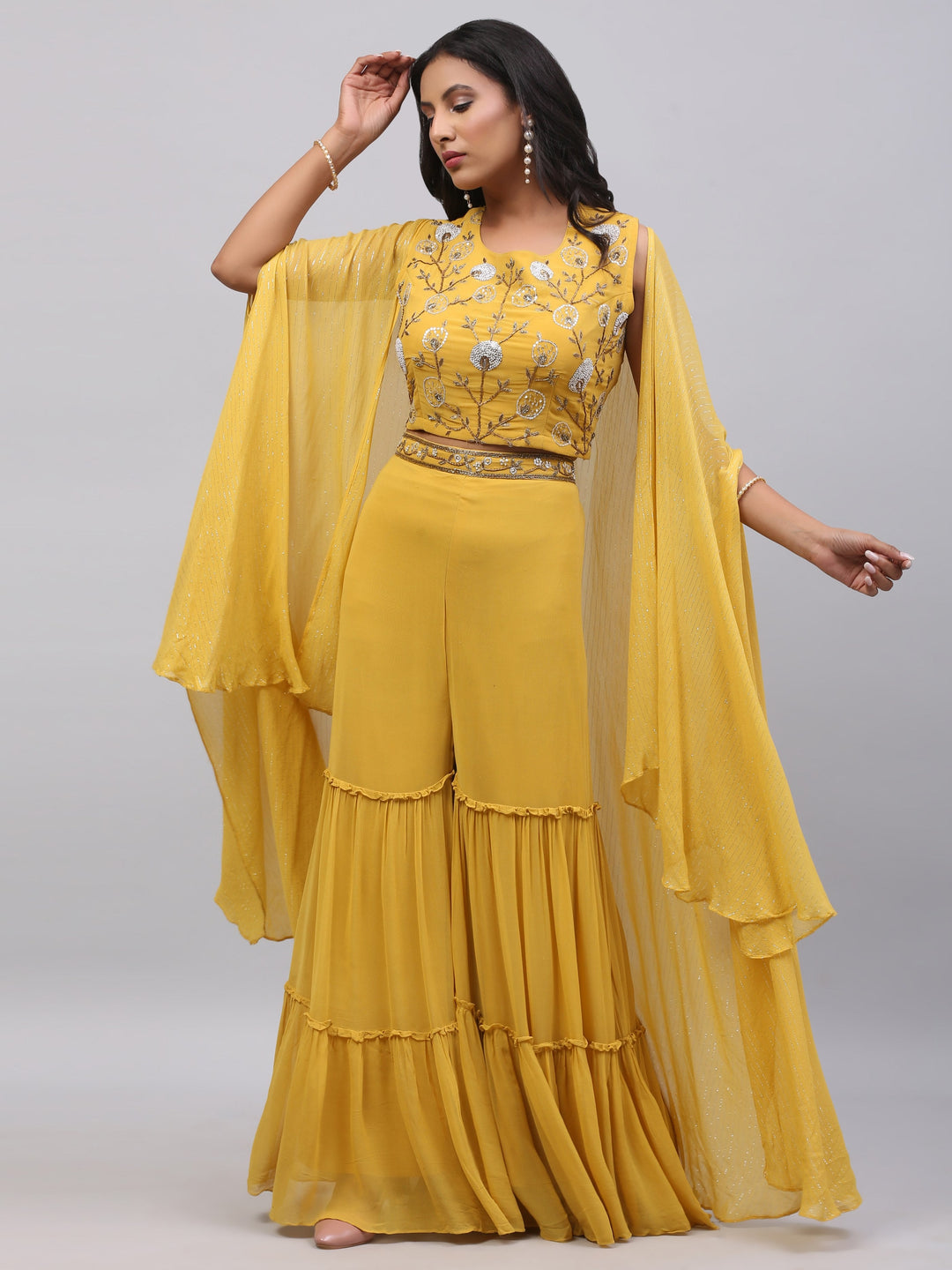 Mustard Yellow Cape Dress