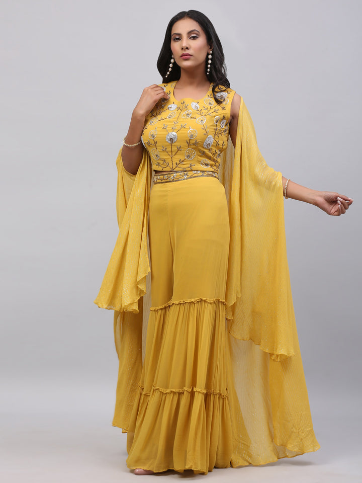 Mustard Yellow Cape Dress