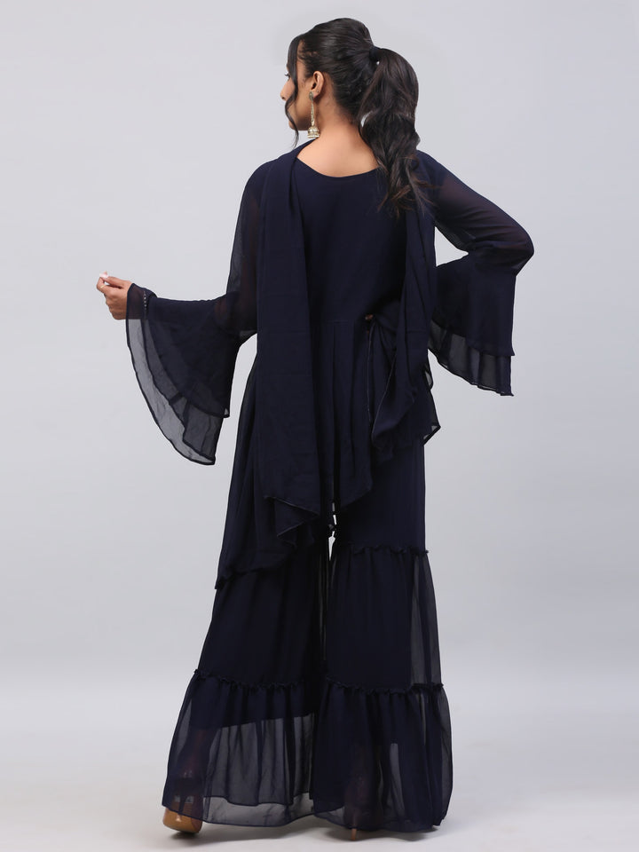 Navy Blue Georgette Suit