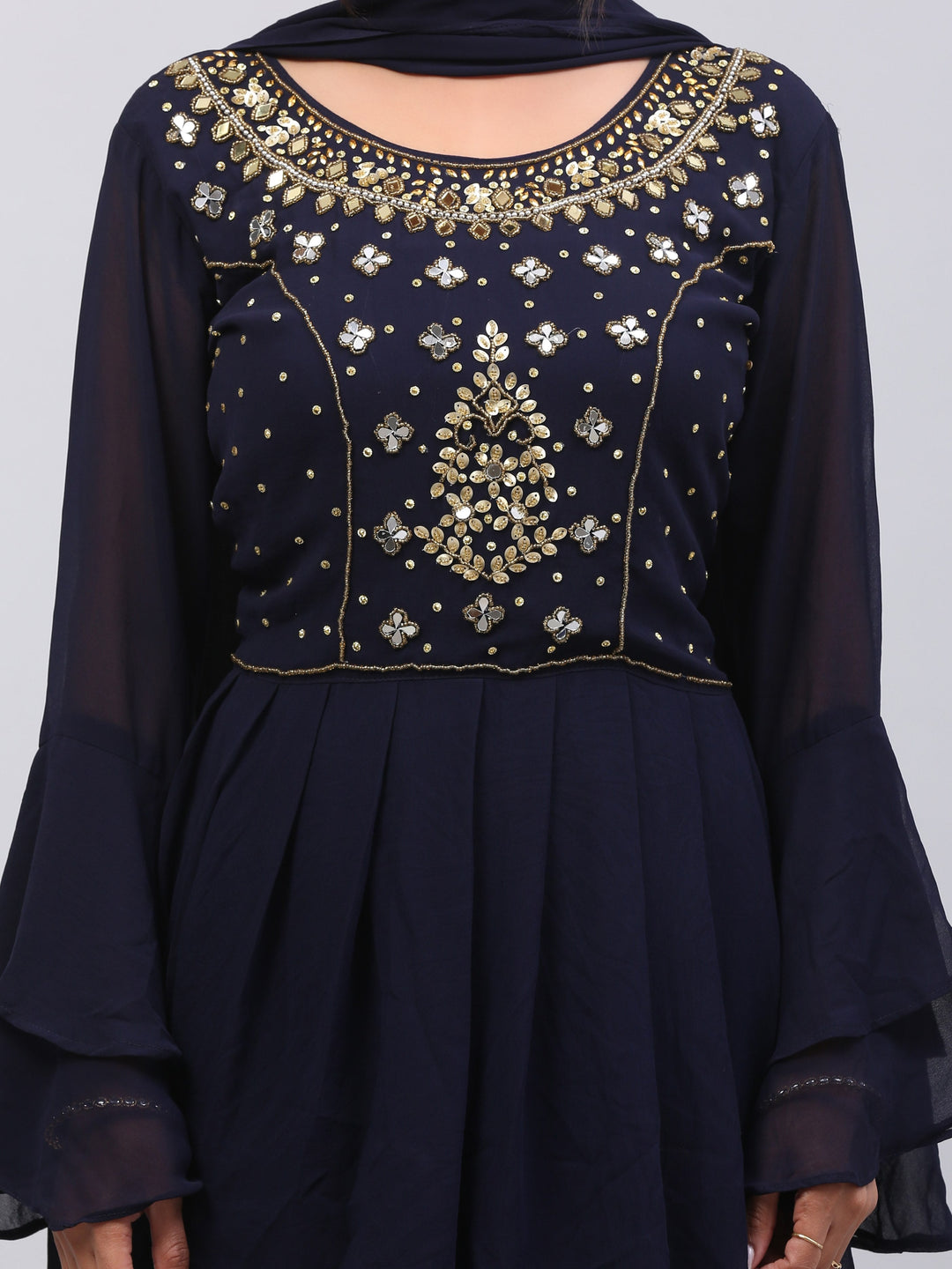 Navy Blue Georgette Suit