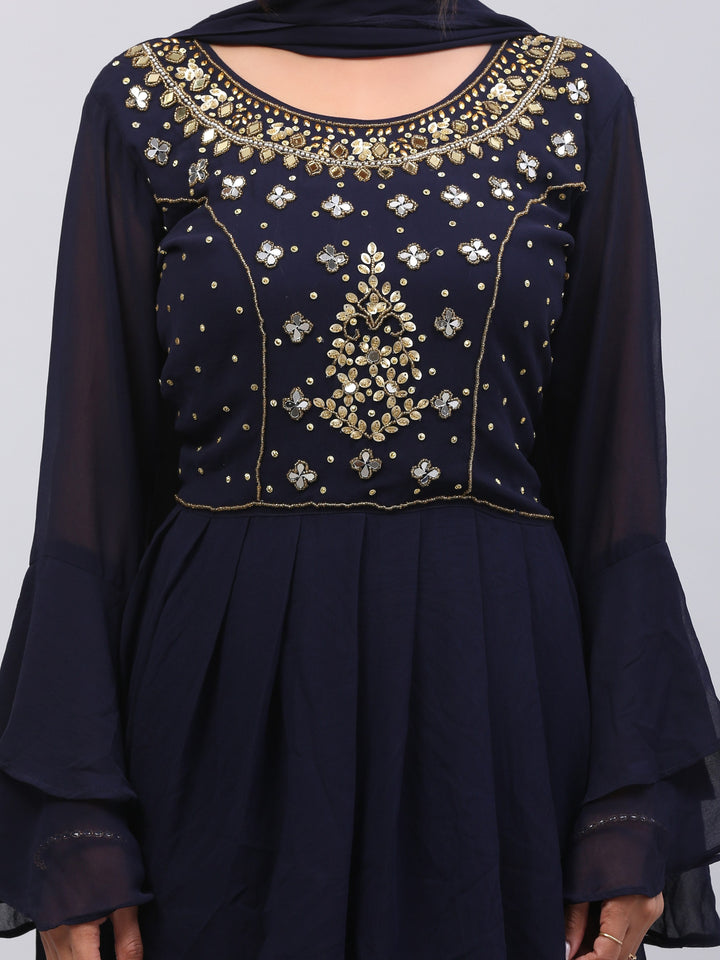 Navy Blue Georgette Suit